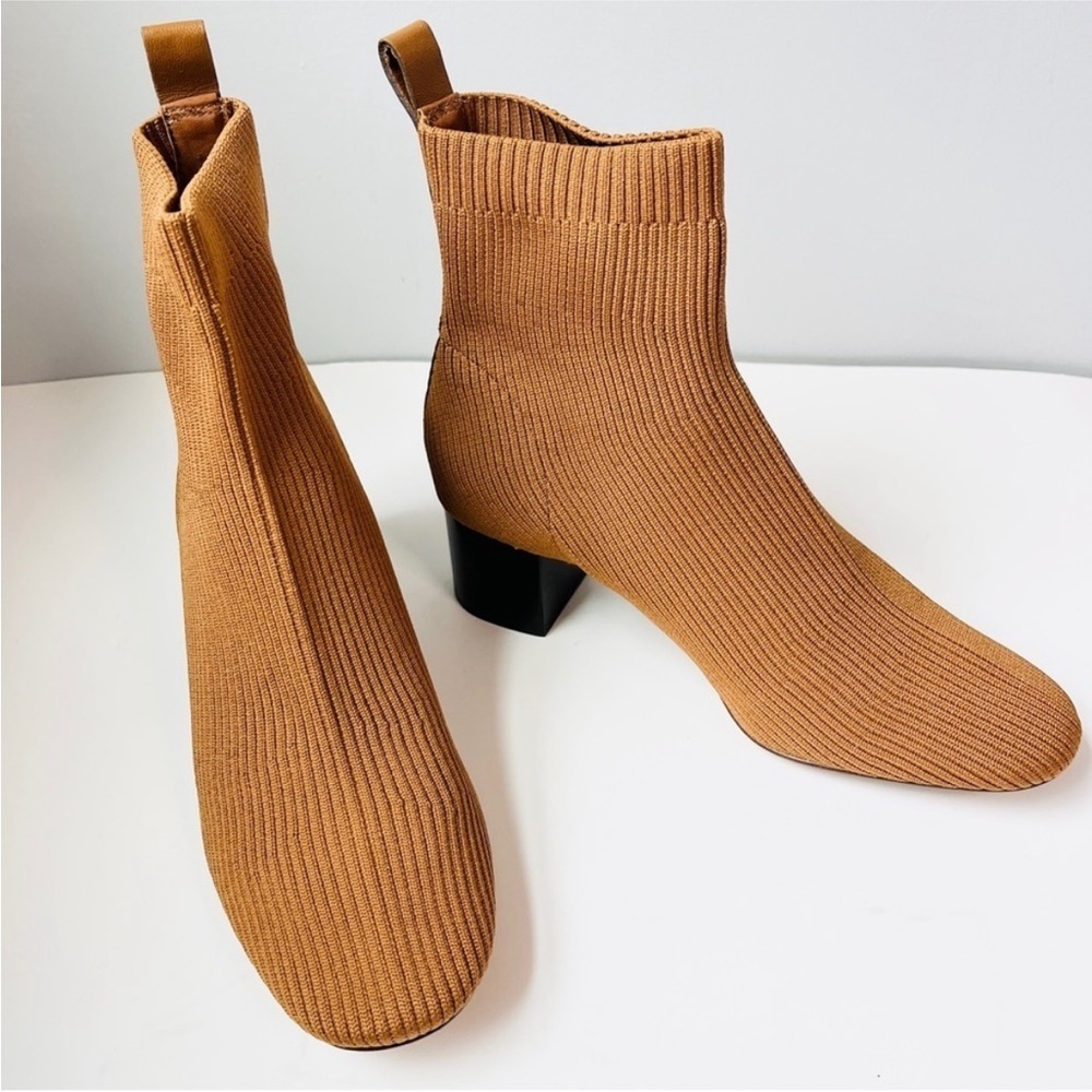 Everlane Tan Heeled Boots with Knit Design